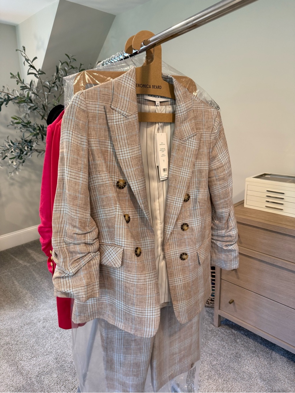 Veronica Beard Brixton Beige Plaid Double-Breasted Suit NWT